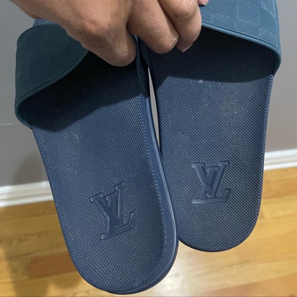 Louis Vuitton Shoes Louis Vuitton Pool Slides Blue Sz 2 45 Poshmark